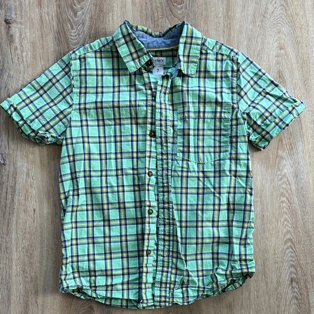 Carter's Green and Blue Plaid Button Down Shirt